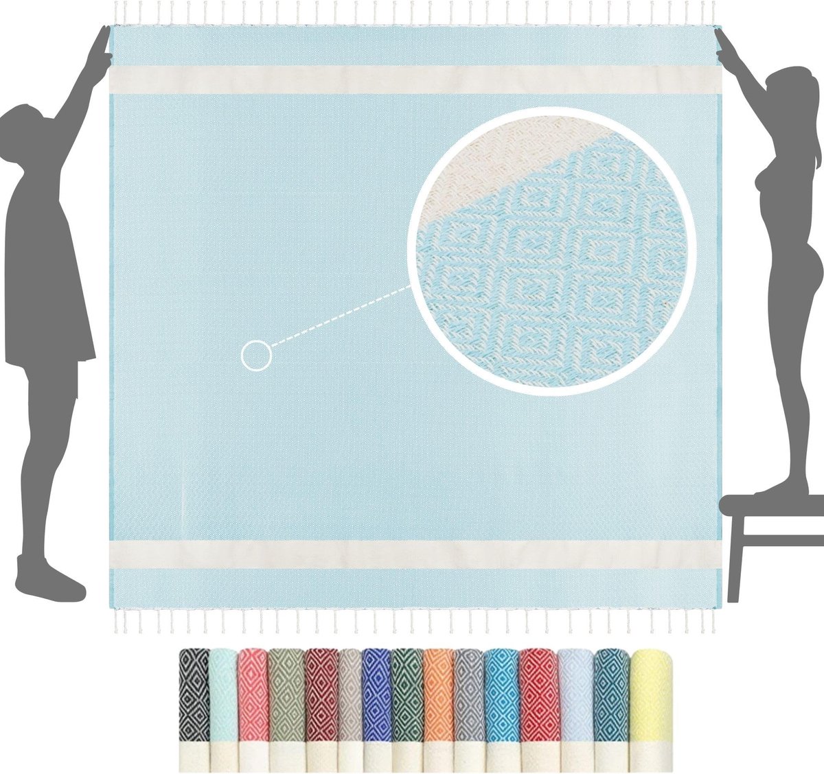 Omgoods - XXL Strandlaken 200x200 cm van Premium Katoen voor Strand en Picknick