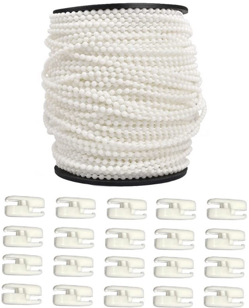 Omgoods - Beads Chain Cord 100m met 20 Connectors - Wit