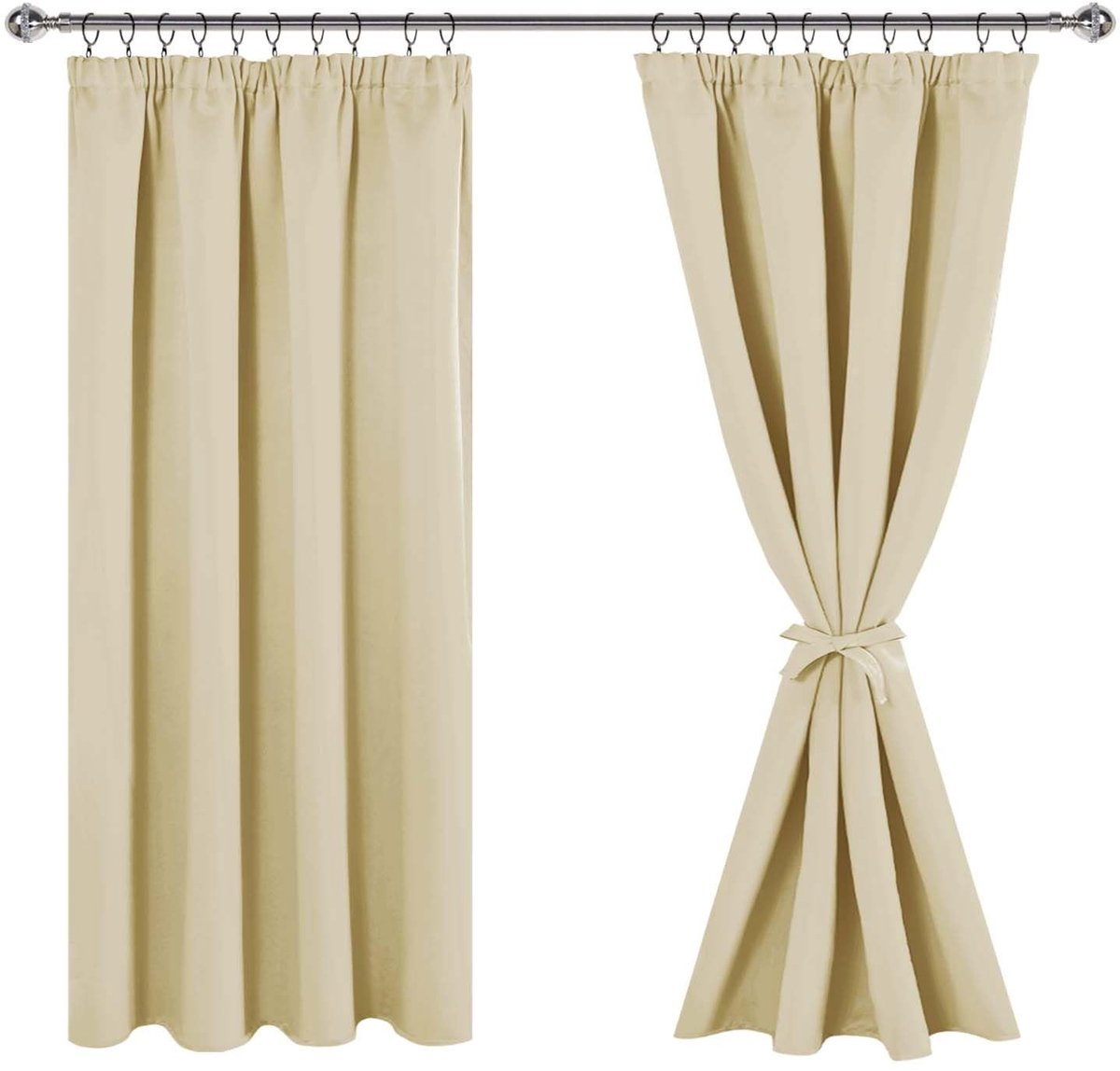 Verduisteringsgordijnen met Rimpelband - Beige 137x117 cm Set van 2