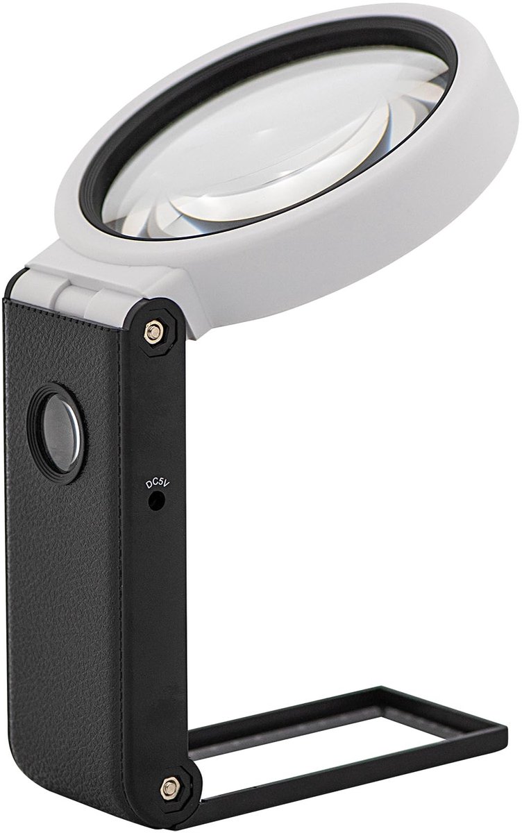 Omgoods - LED UV Handheld Vergrootglas met Vouwbasis en Batterijen - 2.5x vergroting