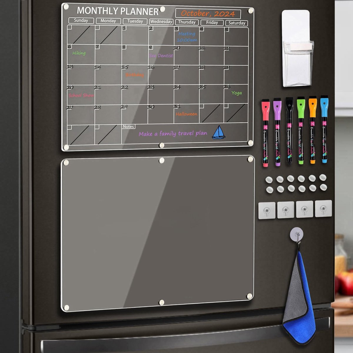 Omgoods - Planner Magnetisch voor Koelkast - Maandplanner met Markers