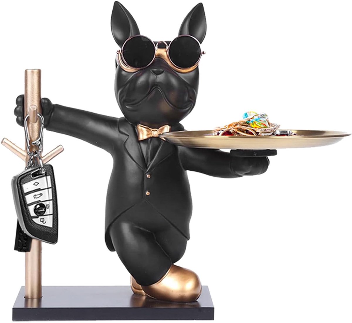 Omgoods - Bulldog Beeld met Sleutelhanger en Opbergfunctie - Decoratieve Sculptuur