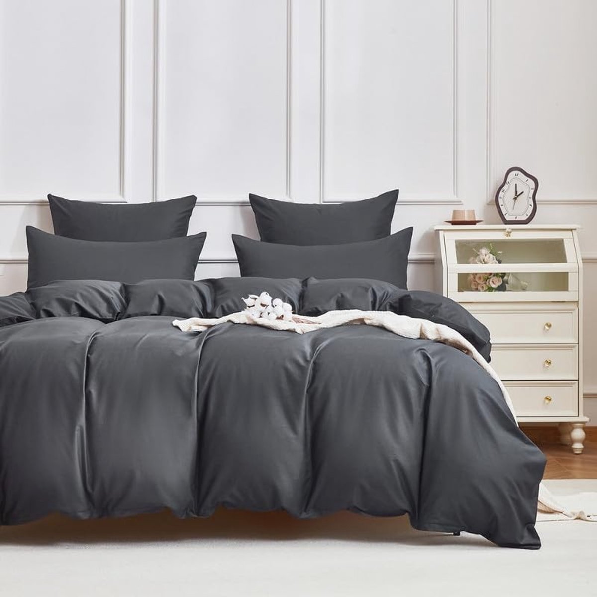 Omgoods - Gezu Mako Satin Beddenset 155 x 220 cm Grijs