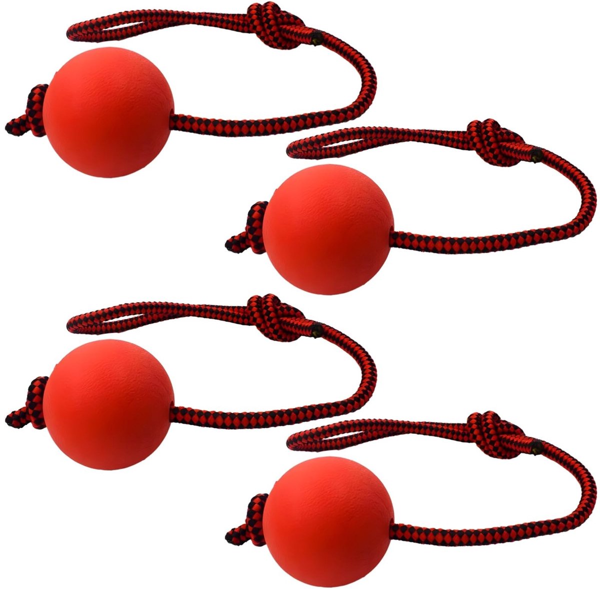 Omgoods - 4 Stuks Touwballen voor Honden - Duurzame Rubber Kauwspeeltjes voor Actieve Spelletjes