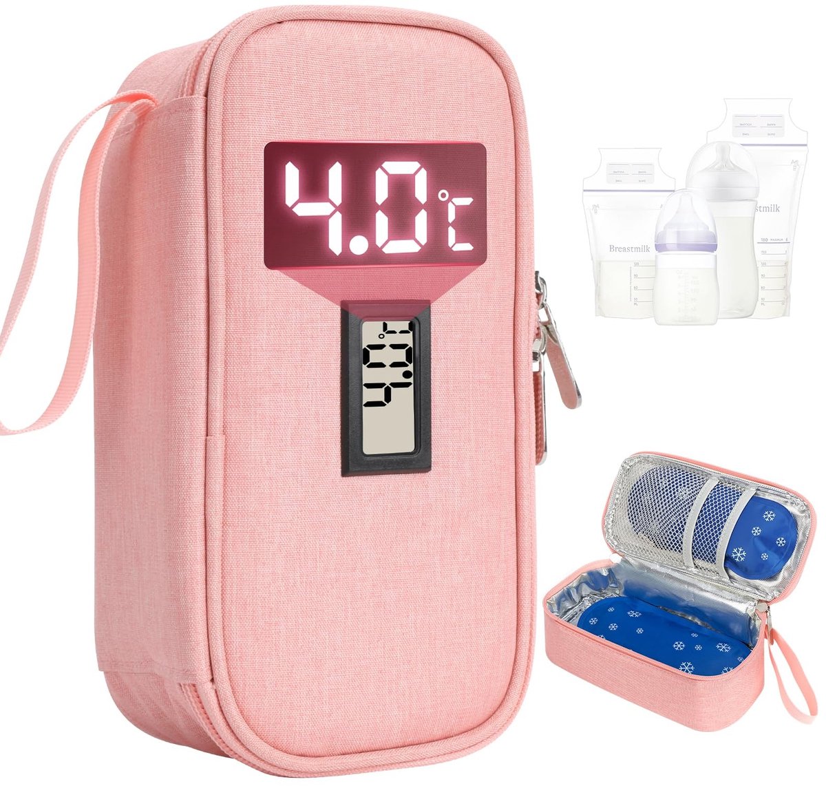 Omgoods - Borstvoeding Koeltas met Temperatuurdisplay en 2 Koelaccu's