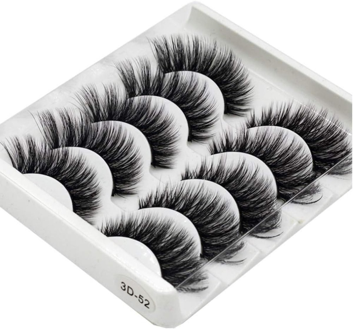 Valse wimpers Elocoise 5 paar 3D oogwimpers Herbruikbare lange handgemaakte kunstwimpers voor oogmake-up (3D-52)