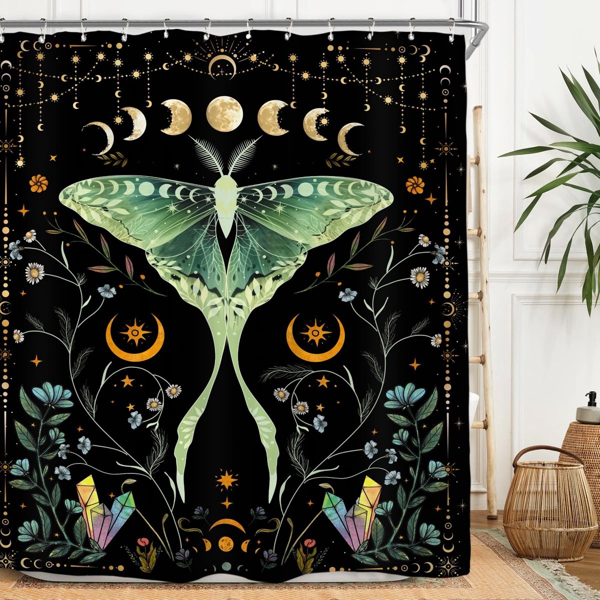 Omgoods - Gothic Douchegordijn met Maanfase 152x180cm