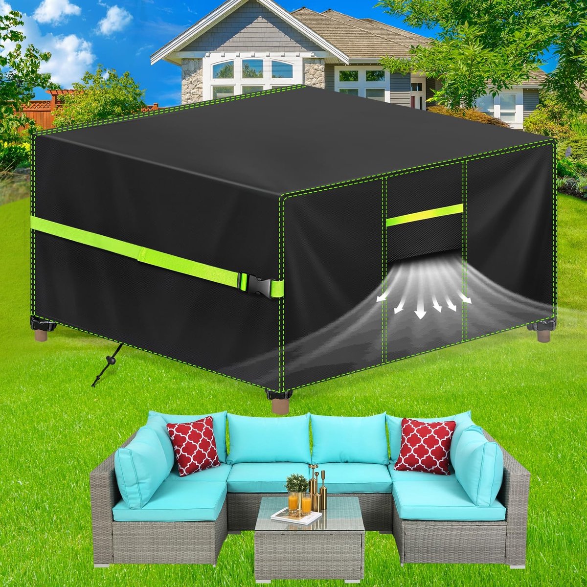 Omgoods - Ademend Waterdichte Tuinmeubelhoes 200 x 200 x 90 cm