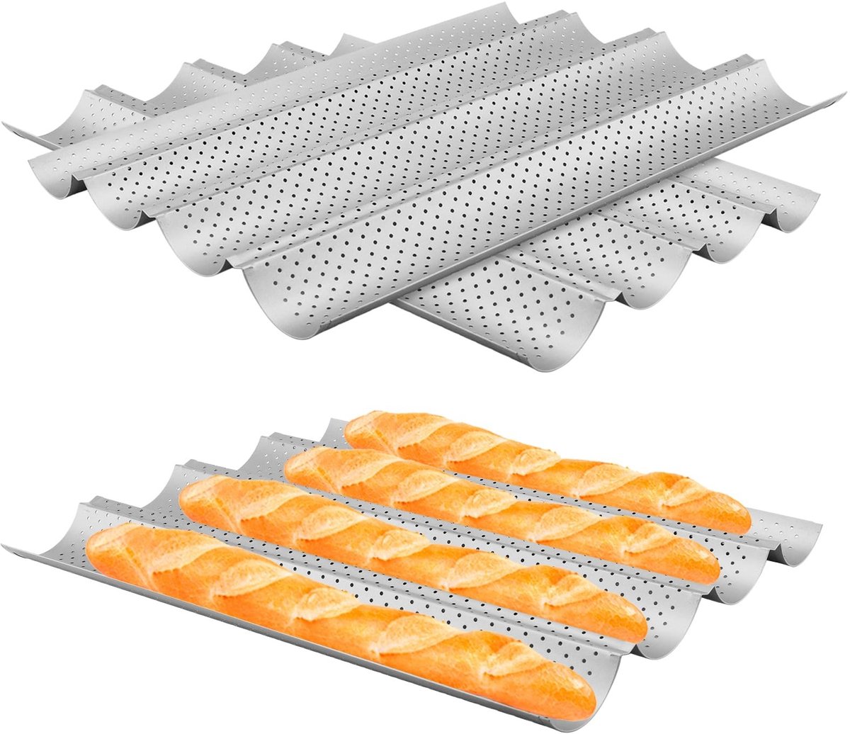 Omgoods - Set van 3 Baguette Bakvormen van Koolstofstaal
