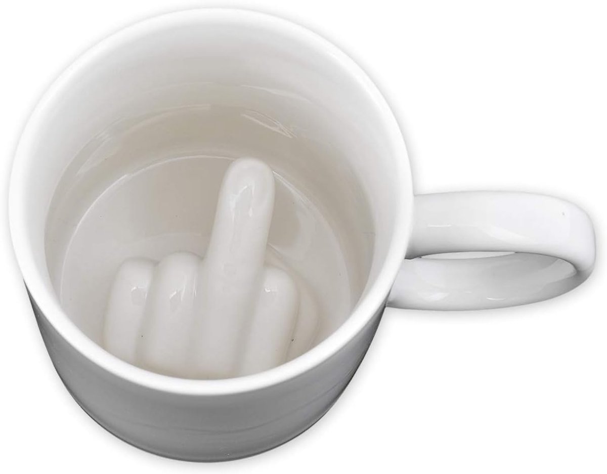ds. distinctive style Koffiemok 350 ml middelvinger mok koffiemok keramische beker nieuwigheid cadeau - wit middle finger