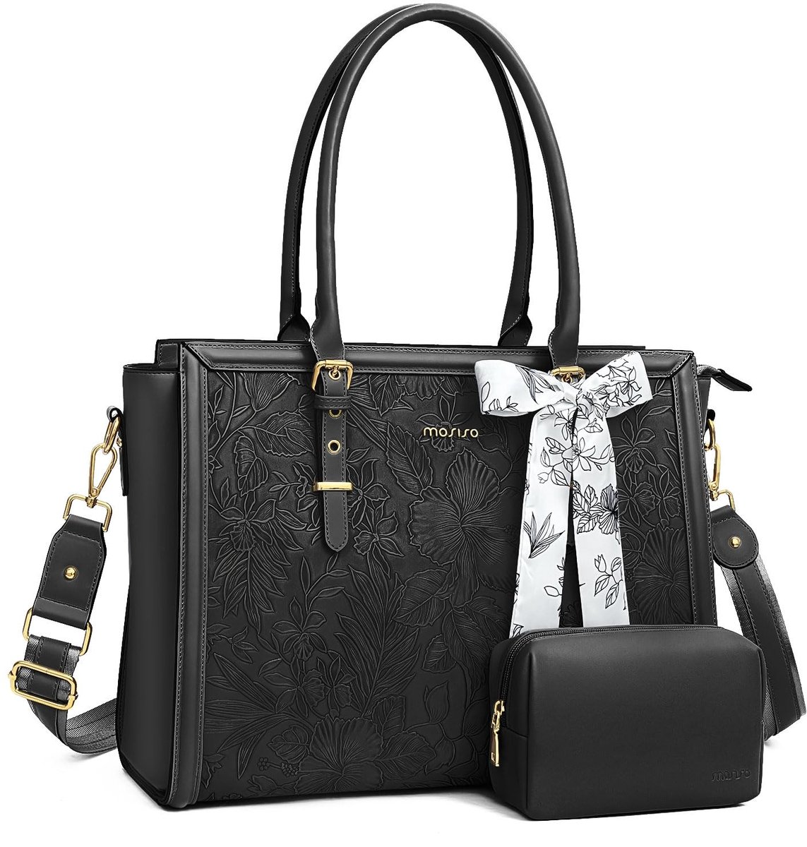 Omgoods - Laptop Tas voor Vrouwen - PU Leer Met Retro Hibiscus Design