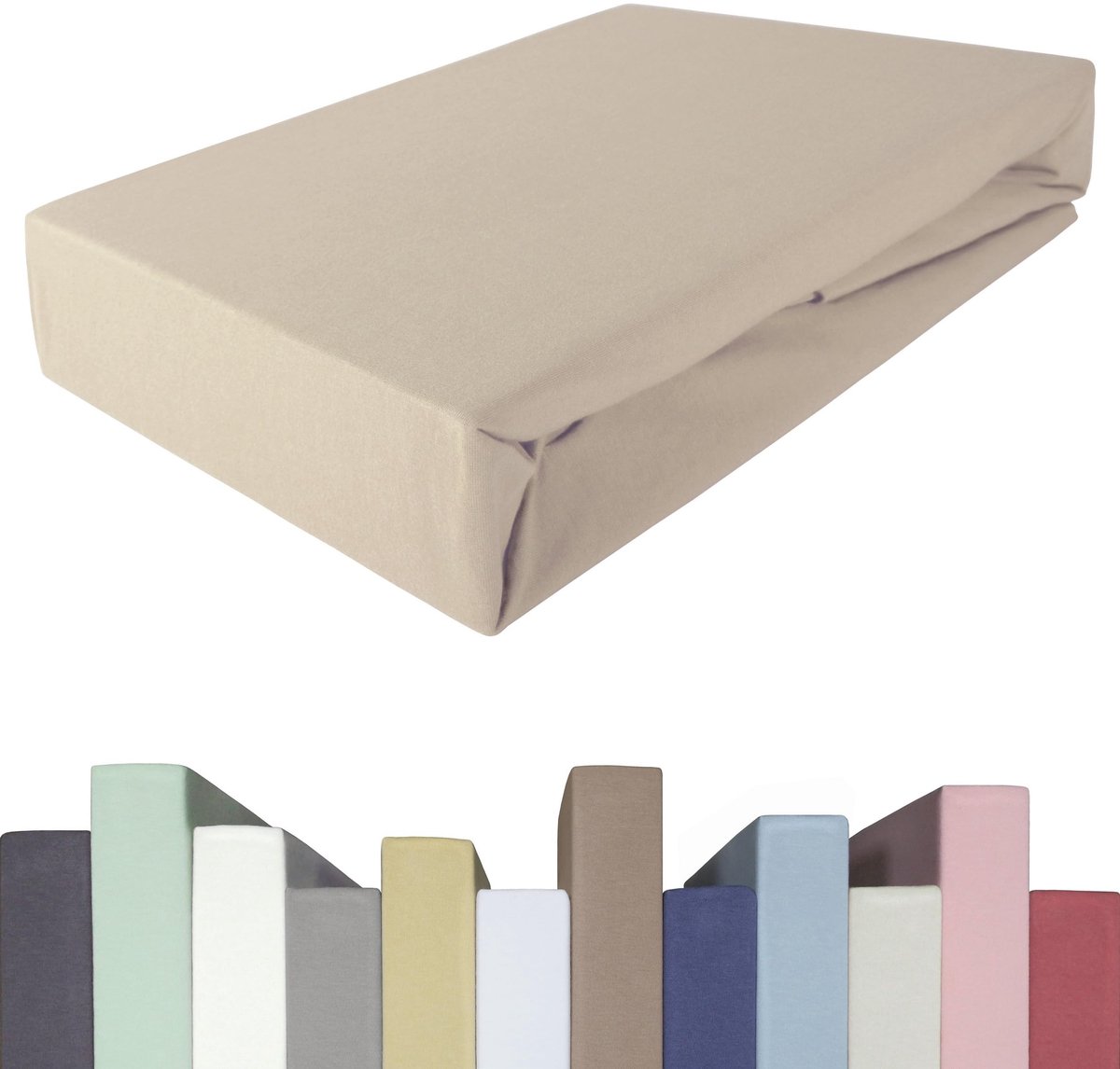 Omgoods - Hoeslaken voor Boxspring Bed - 180 x 200-220 cm - Oeko-Tex Katoen met 5% Elastane - Sand