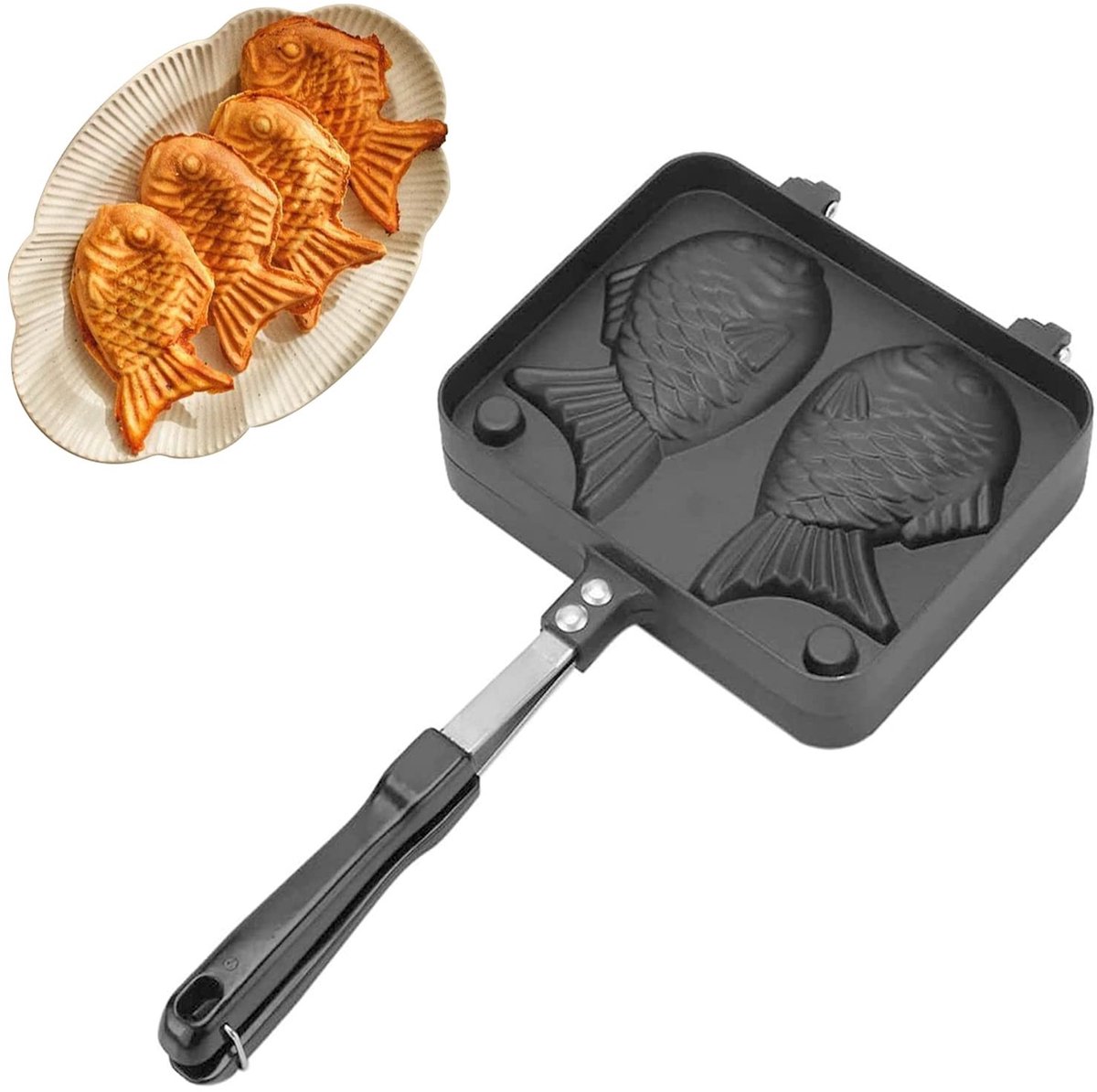 Omgoods - Visvormige Wafelpan - Hoogwaardige Antiaanbak Wafelmaker 36.5cm