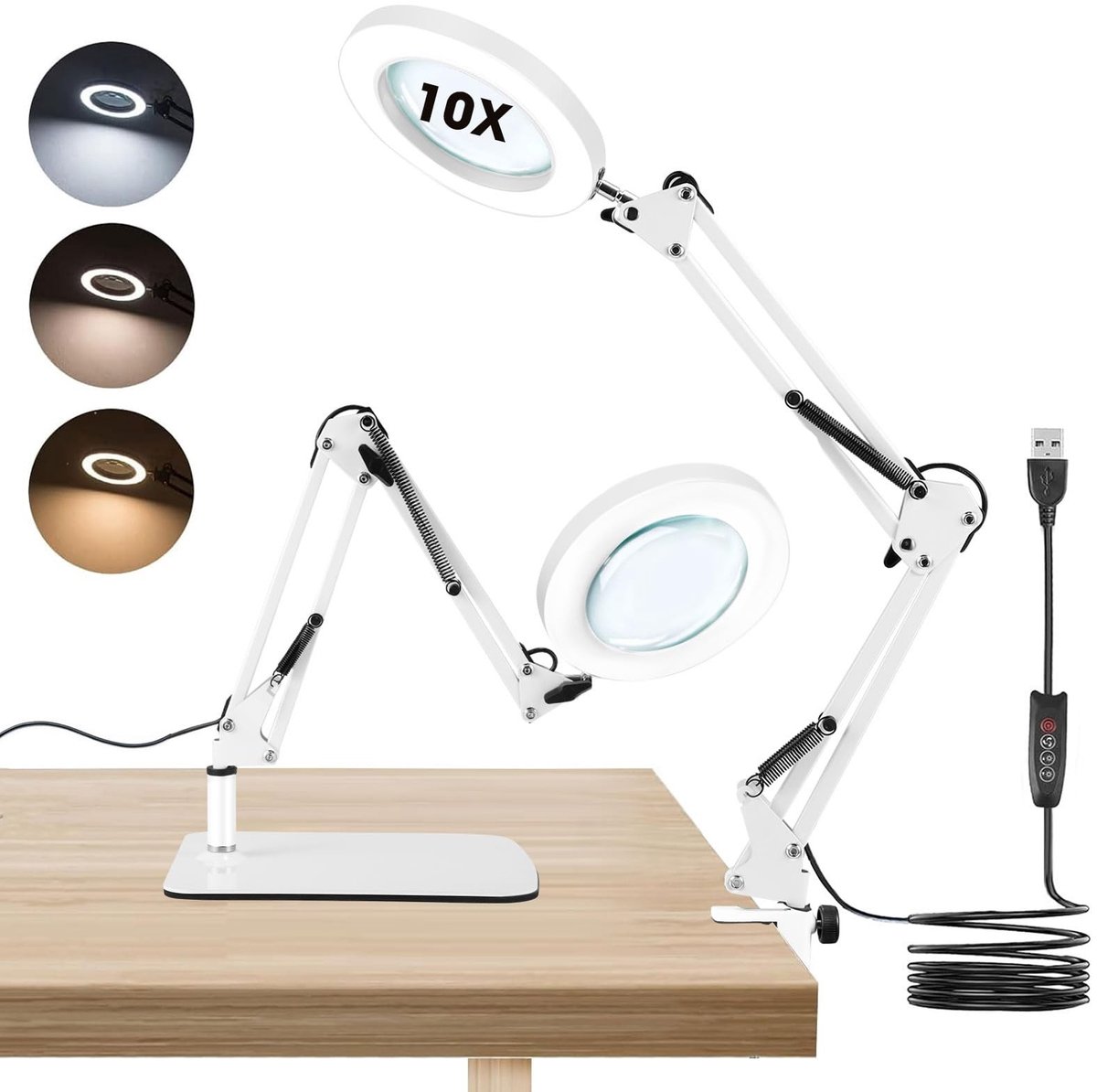 Omgoods - Vergrootglas met Licht en Statief - 10X Magnifying Lamp voor Juwelen en Naaien