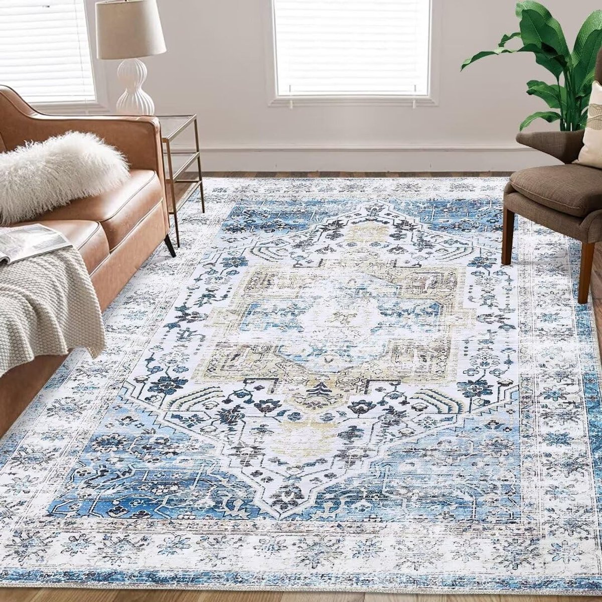 Omgoods - Wasbaar Tapijt met Vintage Design - Antislip en Vuilafstotend 120 x 170 cm