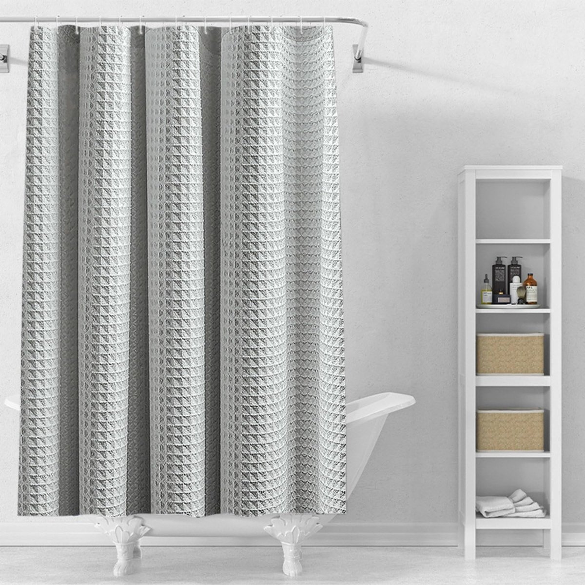 Omgoods - Grijs Douchegordijn 100 x 180 cm Wasbaar en Schimmelbestendig