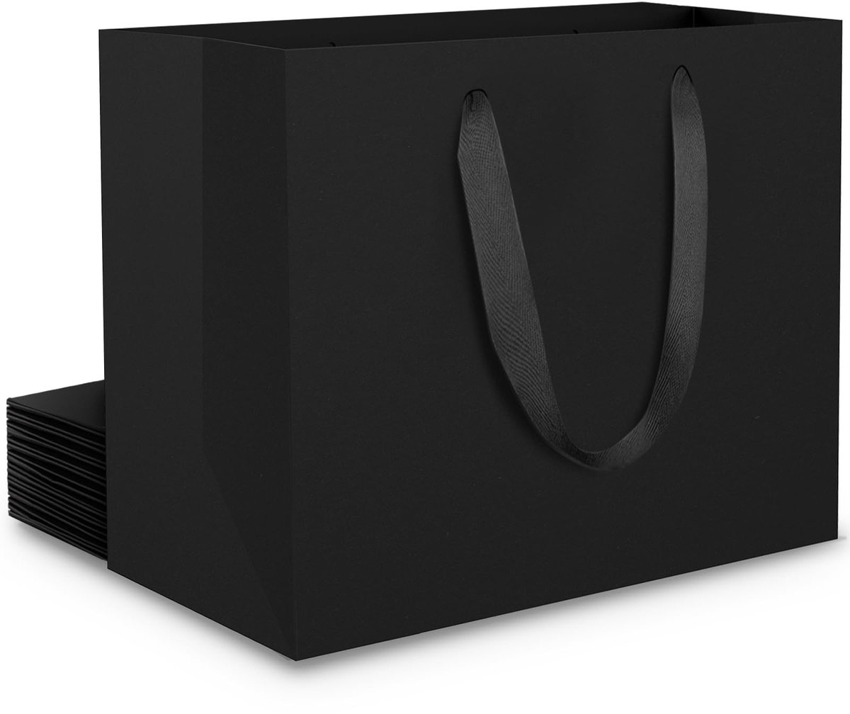 Omgoods - XL Gift Bags - 10 Stuks, Zwarte Cadeauzakken voor Verjaardag en Bruiloft