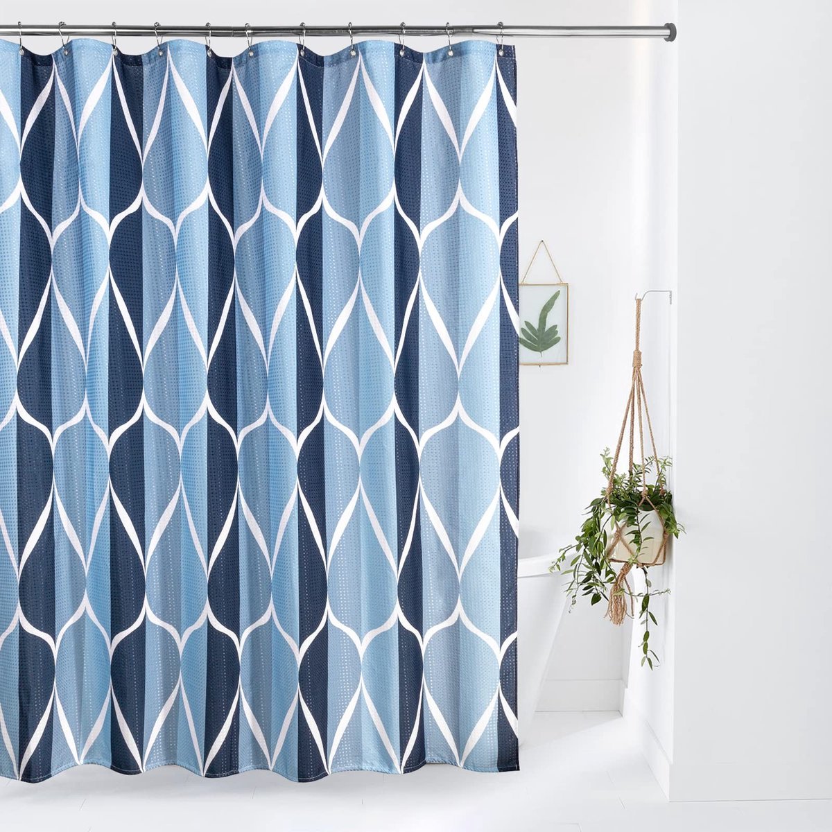 Omgoods - Geometrisch Douchegordijn Waterdicht 182x182 cm - Anti-Schimmel met Ringen