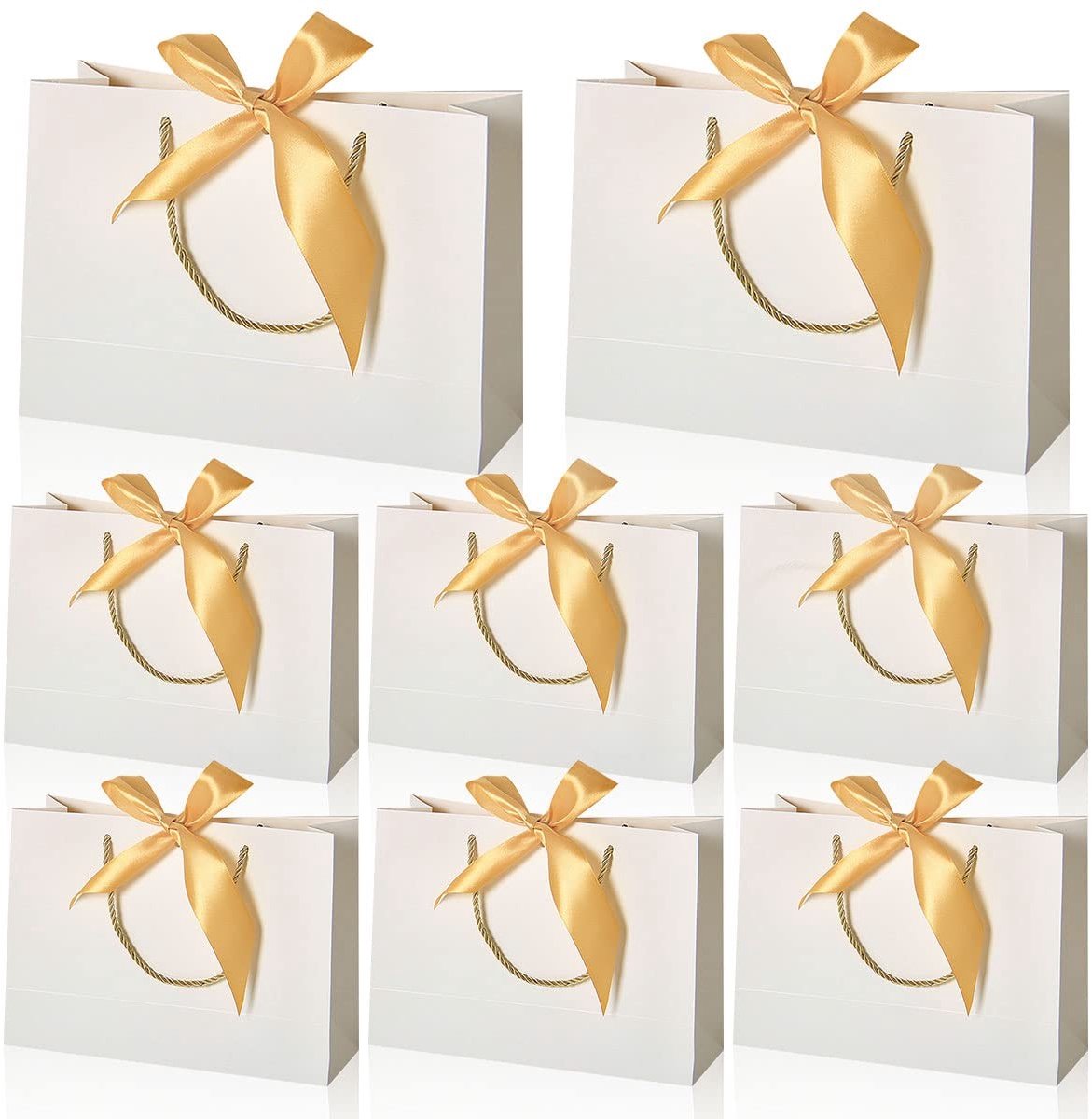 Omgoods - Set van 8 Witte Papieren Cadeautassen met Handvat - Duurzaam en Herbruikbaar