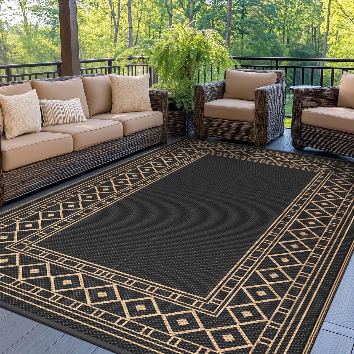 Omgoods - Waterdichte Reversible Outdoor Rug 180 x 275 cm voor Tuin en Camping