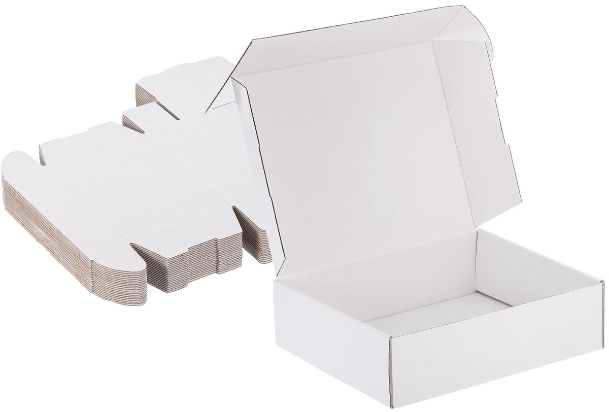 Omgoods - 10x8x3 Inch Kleine Verzenddozen, 20 Stuks Witte Kartonnen Dozen