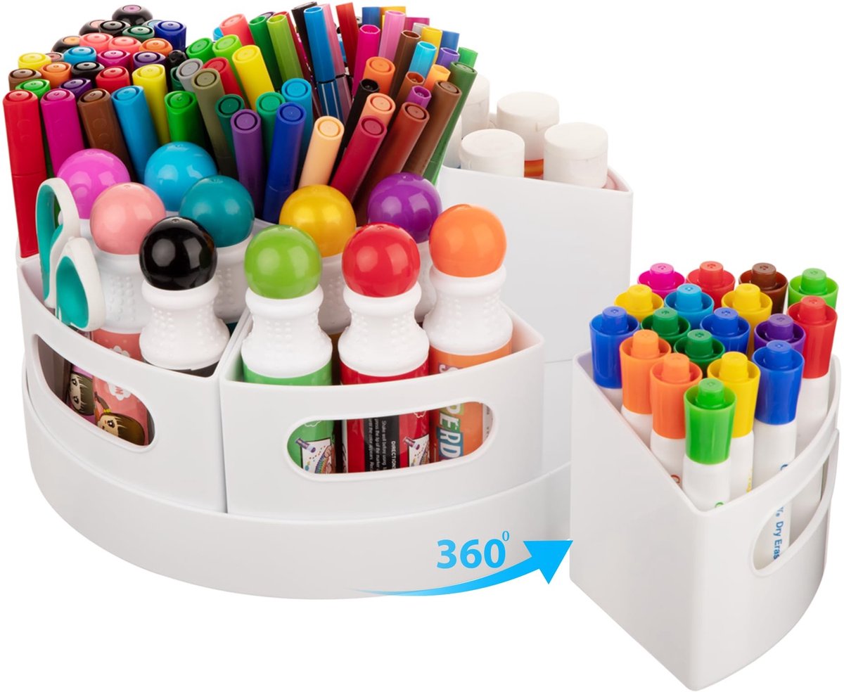 Omgoods - 360° Rotating Pencil Holder - 7 Compartment Desk Organizer voor Kantoor en School