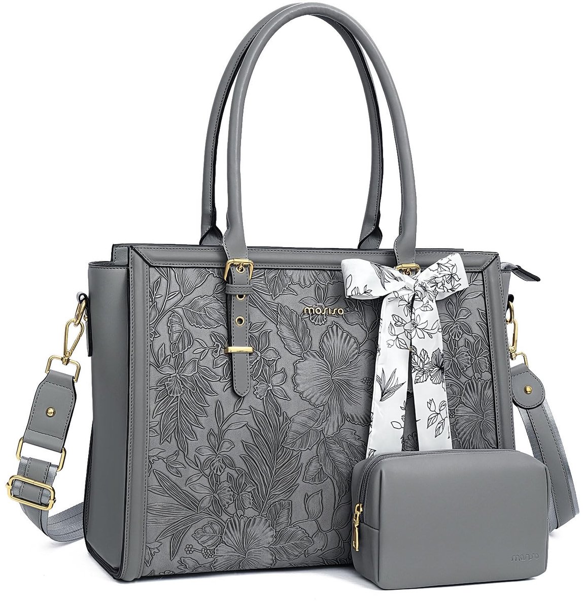 Omgoods - Laptop Bag voor Vrouwen - Retro Hibiscus PU Lederen Draagtas