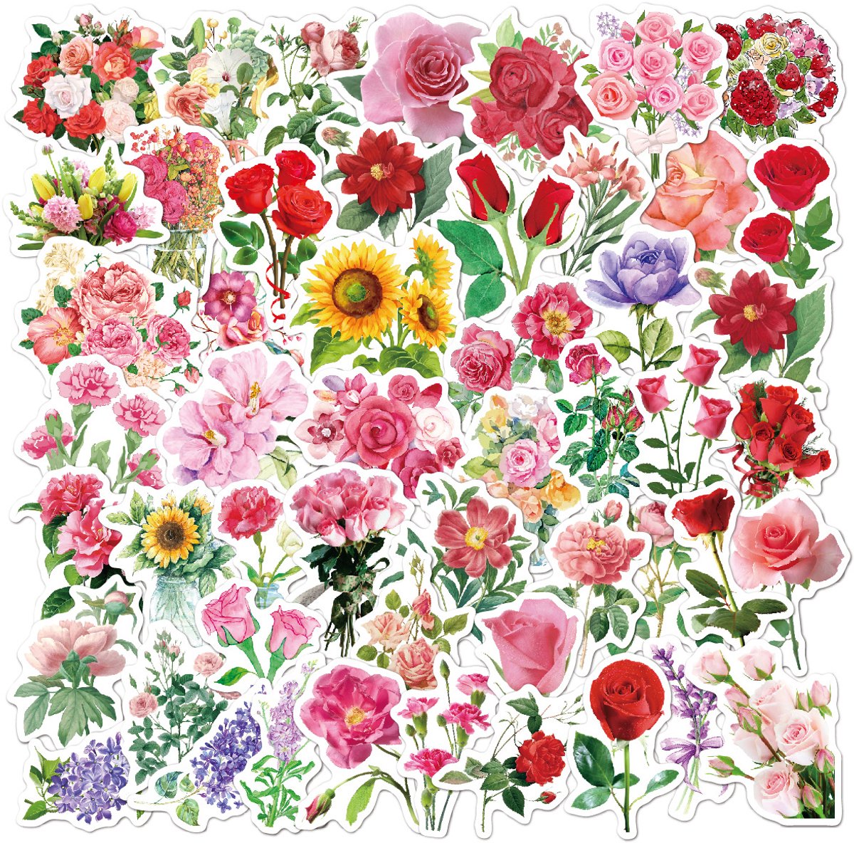 Stickers Bloemen en bladeren 50-pack