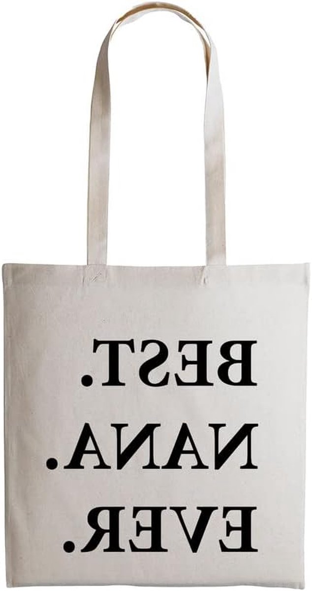 Draagtas Nana - Boodschappentas Oma - Boodschappen Doen - 100% Katoen - 42 x 38 cm - Zandkleurig