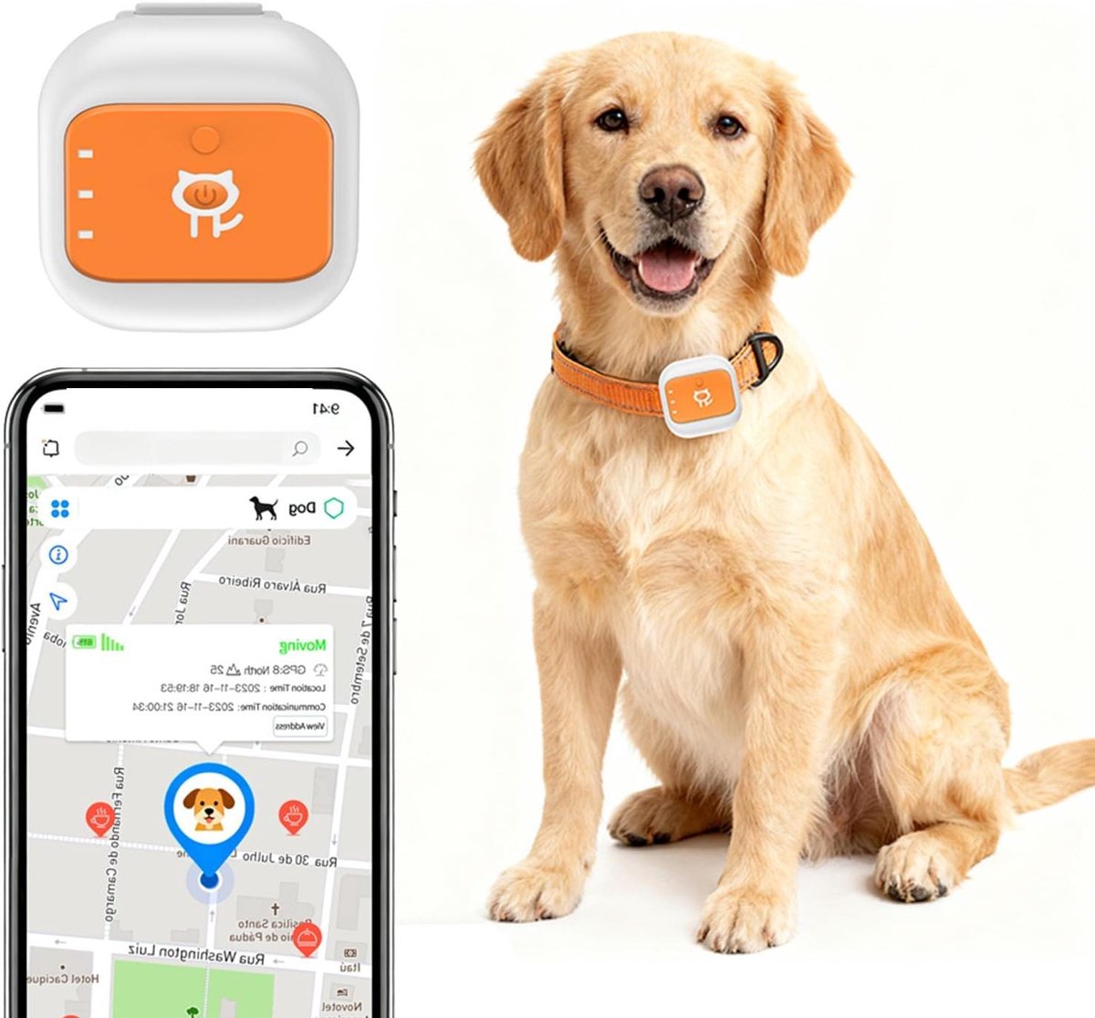 GPS Tracker Huisdier - Locatie Tracker Hond - Veiligheid Huisdier - 25 Dagen Stand-by - 4.4x4.2x2.2 cm - Zwart