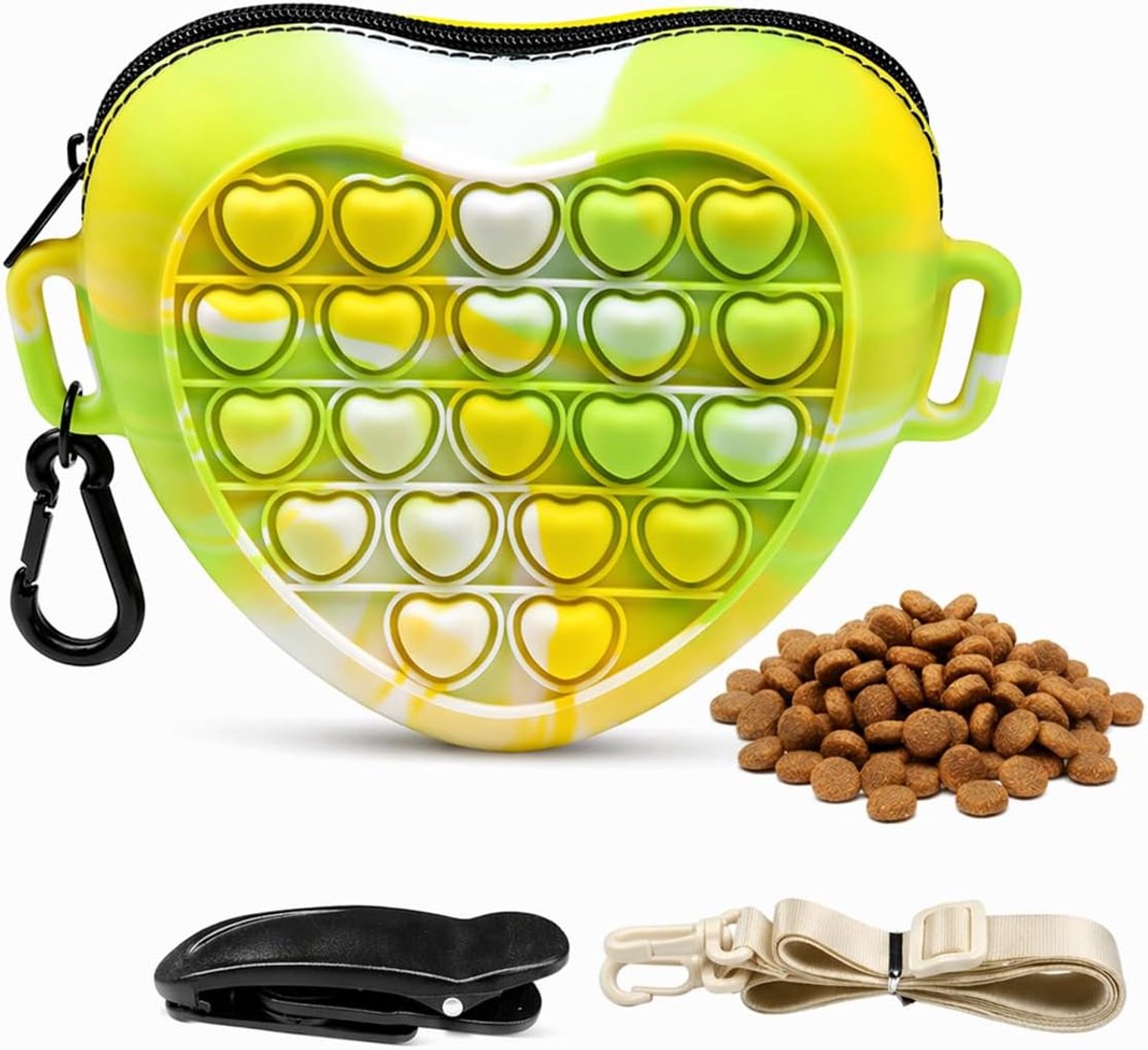 Hondensnoepjes tasje - Beloningstasje voor honden - Trainingszak Hond – Beloningstas Hond – Snacktas voor Honden met Ritsvak, Siliconen Voerzak met Clip en Draagriem – 200 ml