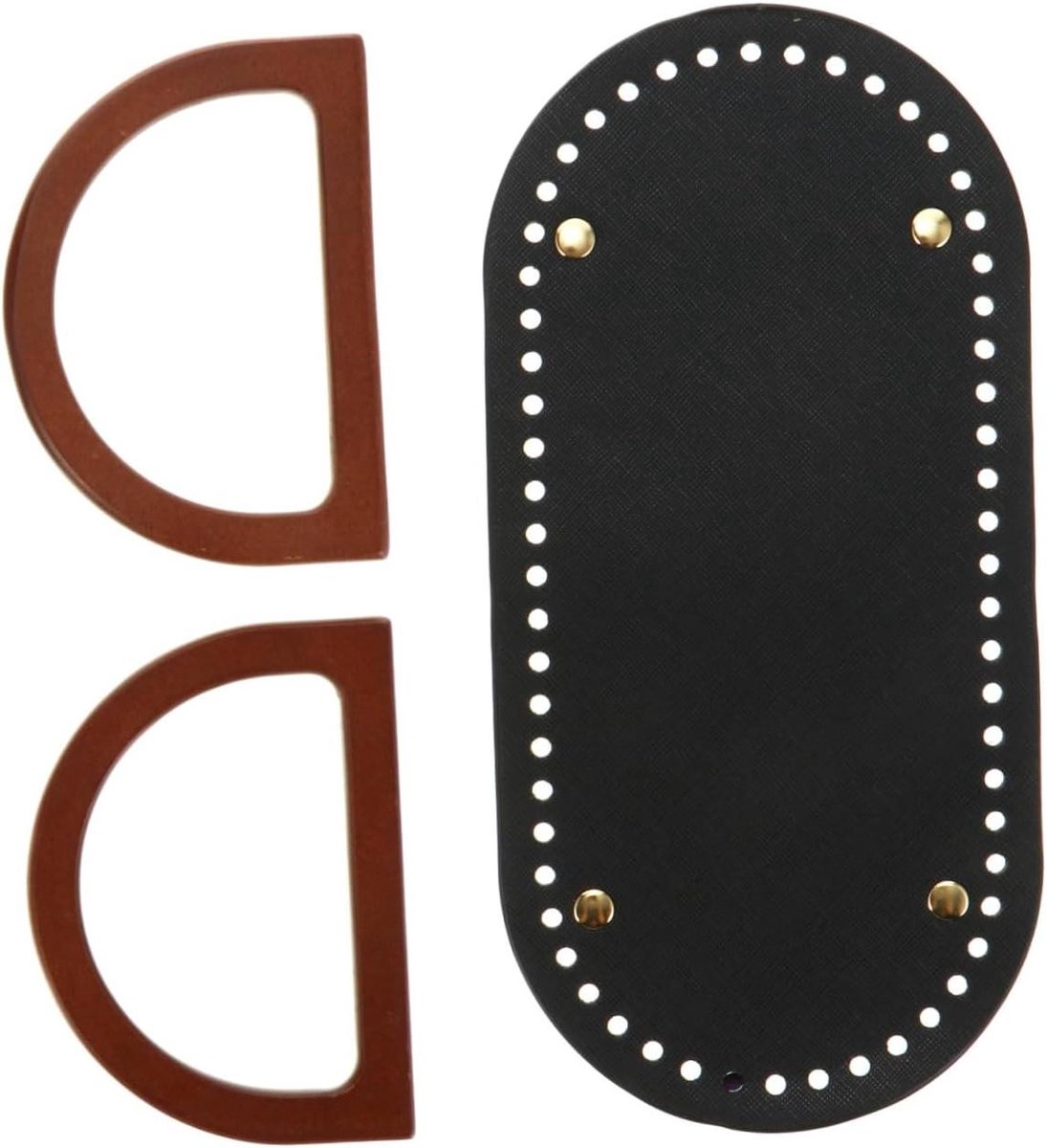 Tashengsels met Bodem - Handtas Handvatten - Tassen Maken - Comfortabele D-vorm - 25 x 12 cm - Bruin