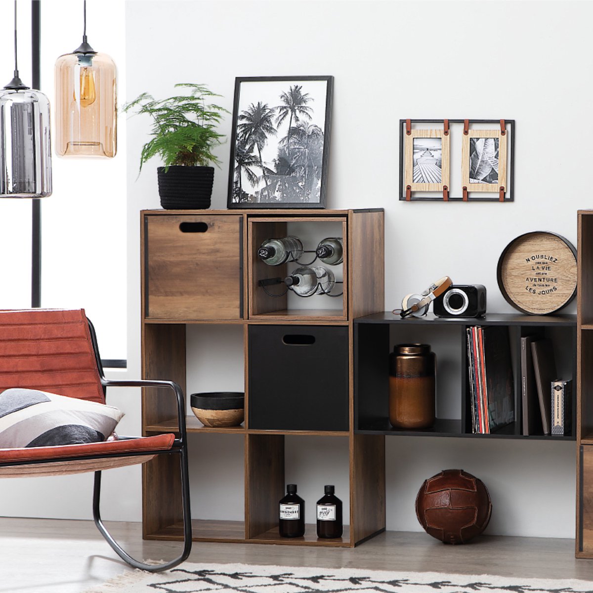 5Five Houten flessenrek/wijnrek - voor 6 flessen - 31 x 31 x 31 cm - donkerbruin - Wijnfles houder — cadeau in Wonen & Interieur - foto 3