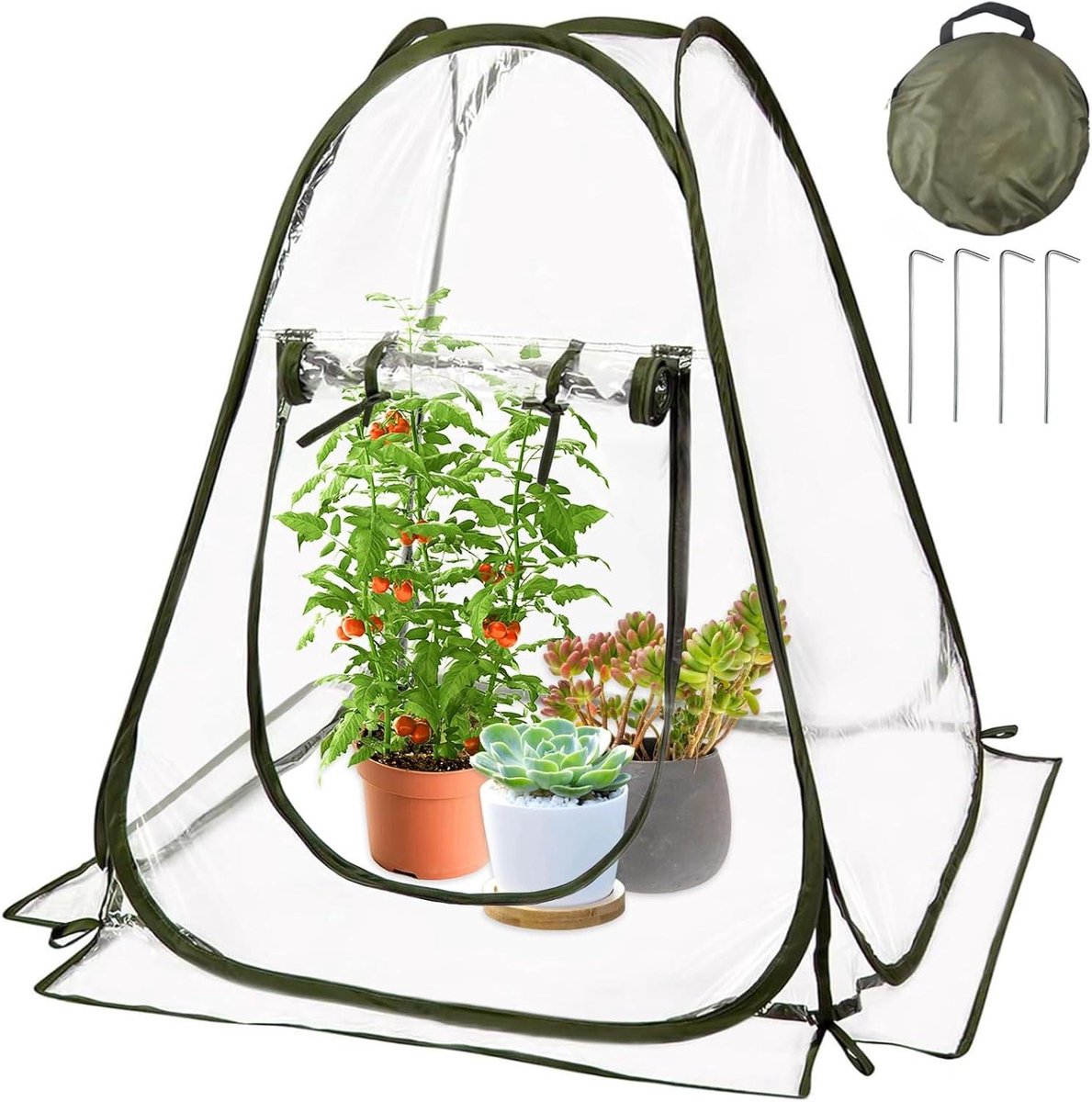 Mini Kas - Plantentent Broeikas - Winterbescherming Planten - Pop-up Ontwerp - 70 x 70 x 80 cm - Transparant