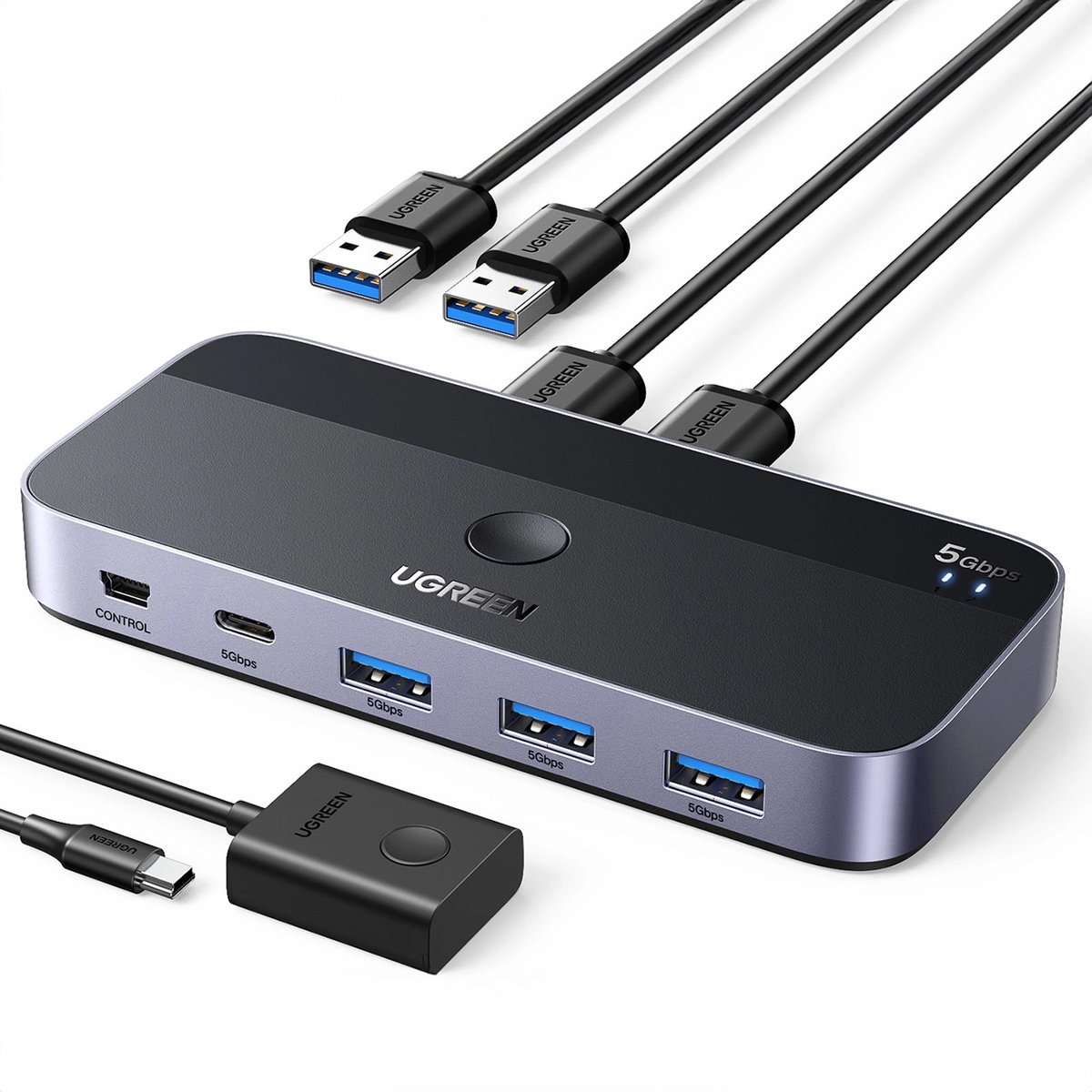 Ugreen Usb 3.0 2-In-4 Schakelaar Voor Computer/Laptop Met Dubbele Bediening