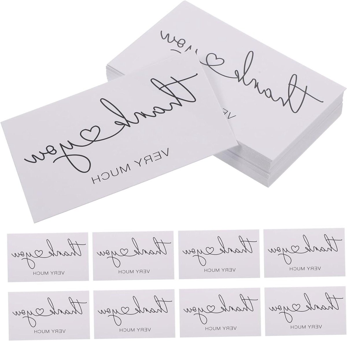 Bedankkaartjes - Elegante kaarten - Bedrijven bedanken - Persoonlijk bericht - 150 stuks - Zoals getoond