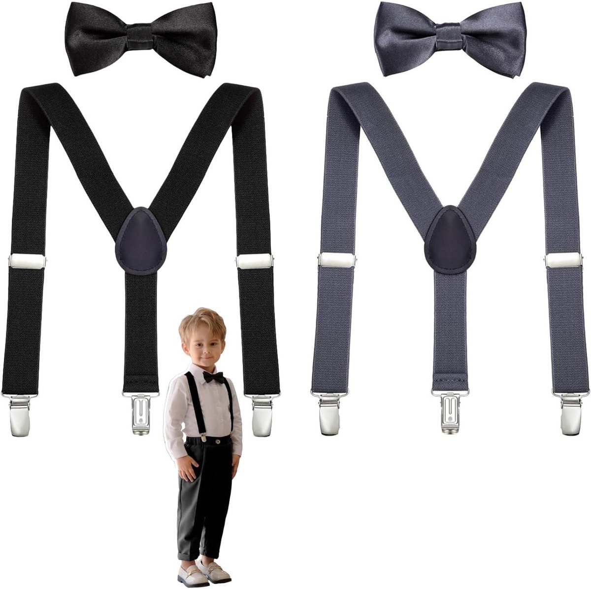 Verstelbare Y-braces voor Kinderen met Elastische Strik, Zwart, Perfect voor Feestjes en Speciale Gelegenheden