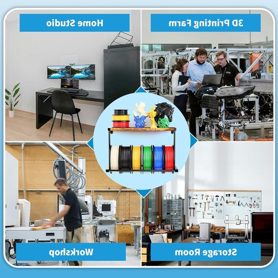 3D Printer Filament Opslagrek, Wandgemonteerde Spoelhouder, 2-niveau Filament Organizer voor Efficiënte 3D Print Studio en Werkplaats (2 Stuks) — afbeelding 4