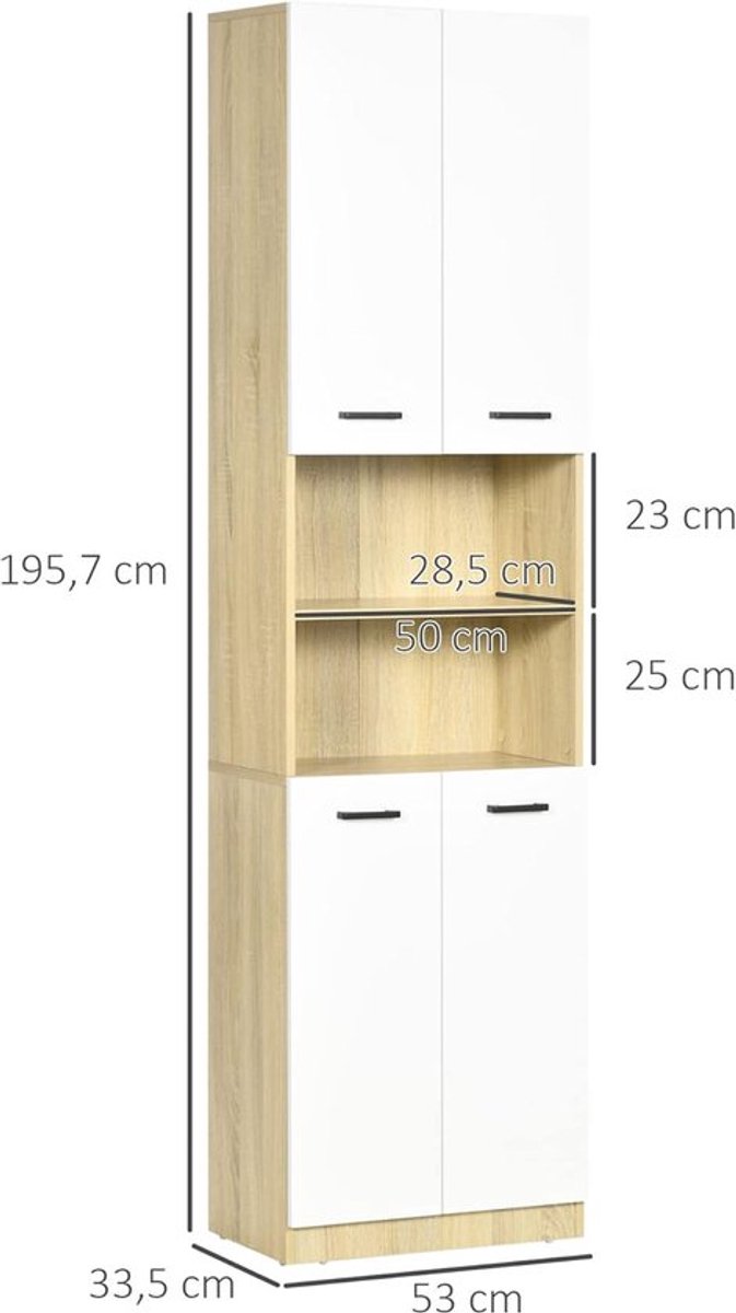Badezimmerkast – Opbergkast – Hoge Kast – Keukenkast – Badkamerkast – Met 2 Kastdeuren En 