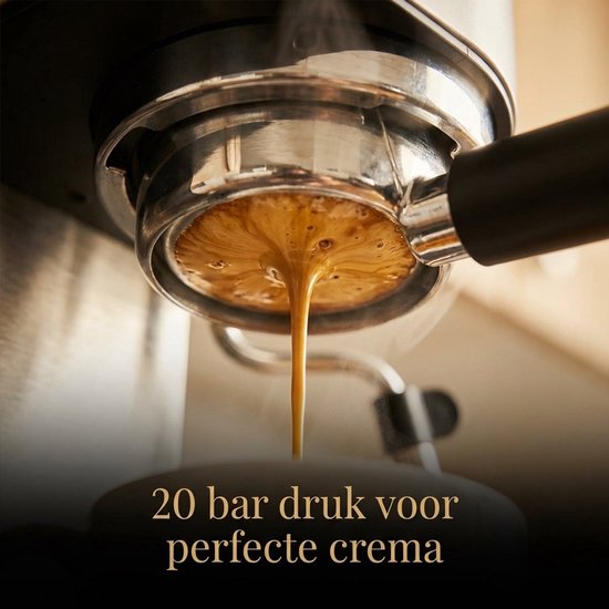 Espressomachine met 20 bar druk en perfecte crema.