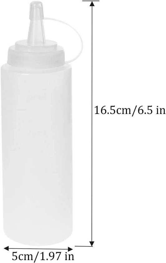 SnelShoppen - 6 Stuks 230ml Squeeze Sauzen Flessen met Deksel - Doserende Spice Bottles voor Keuken, BBQ, Feest, Camping - BPA-vrij, Recyclebaar van Snelshoppen — afbeelding 2