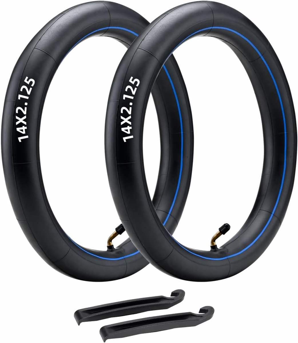 SnelShoppen - 2-Pack Heavy-Duty 14x2.125 Binnenbanden met CR202 Ventiel voor Elektrische Scooters en E-Bikes - Inclusief 2 Bandenlichters voor Eenvoud