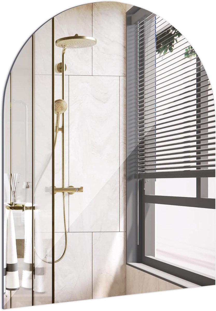 SnelShoppen - Frameless Wandspiegel 40 x 30 cm Self-Adhesive Badkamer Spiegel met Hoge Definitie - Decoratieve Ronde Spiegel voor Woonkamer, Gastentoi