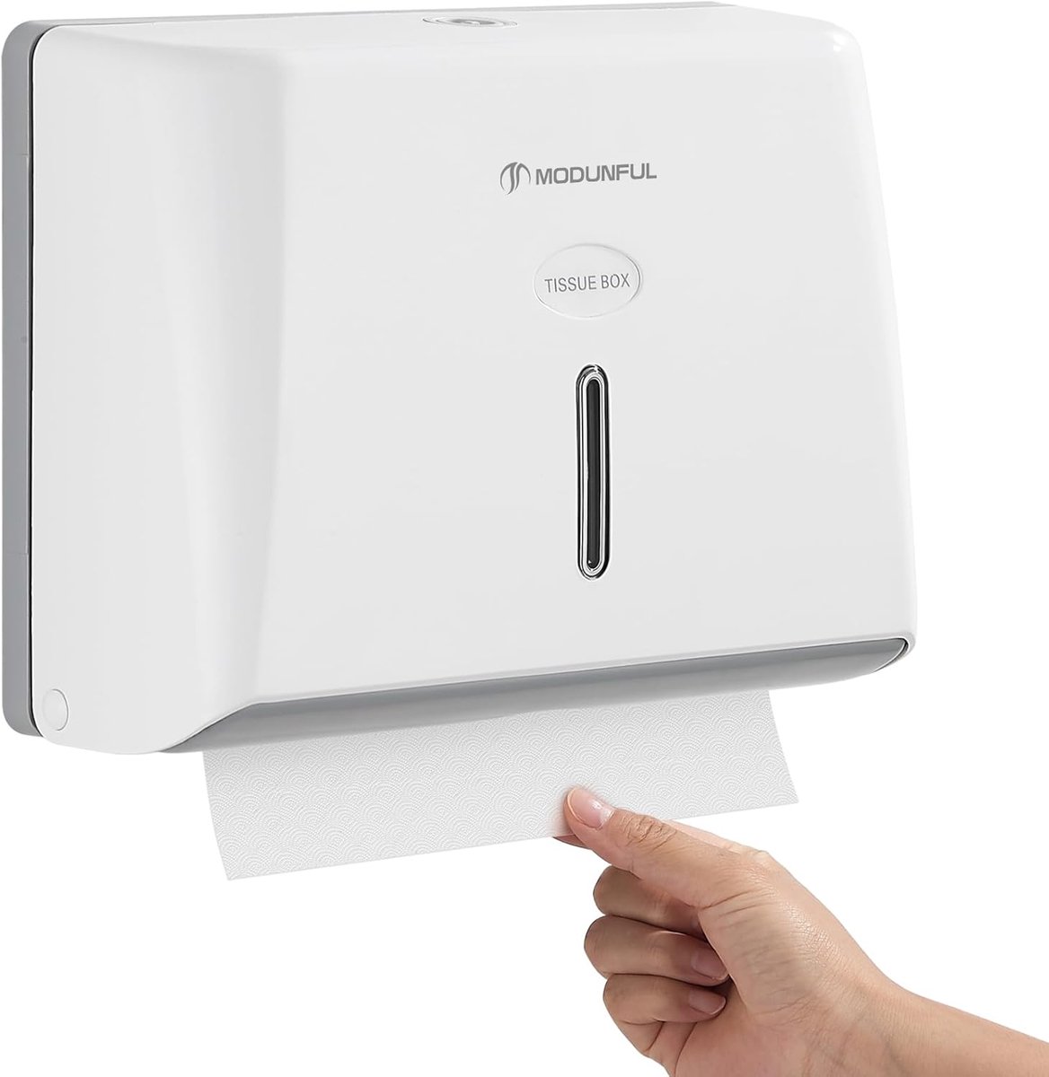 SnelShoppen - Wandgemonteerde Papieren Handdoek Dispenser zonder Boren, Hygienische Contactloze Dispenser voor Z/V Vouw en M-Vouw Handdoeken, Wit, Ide