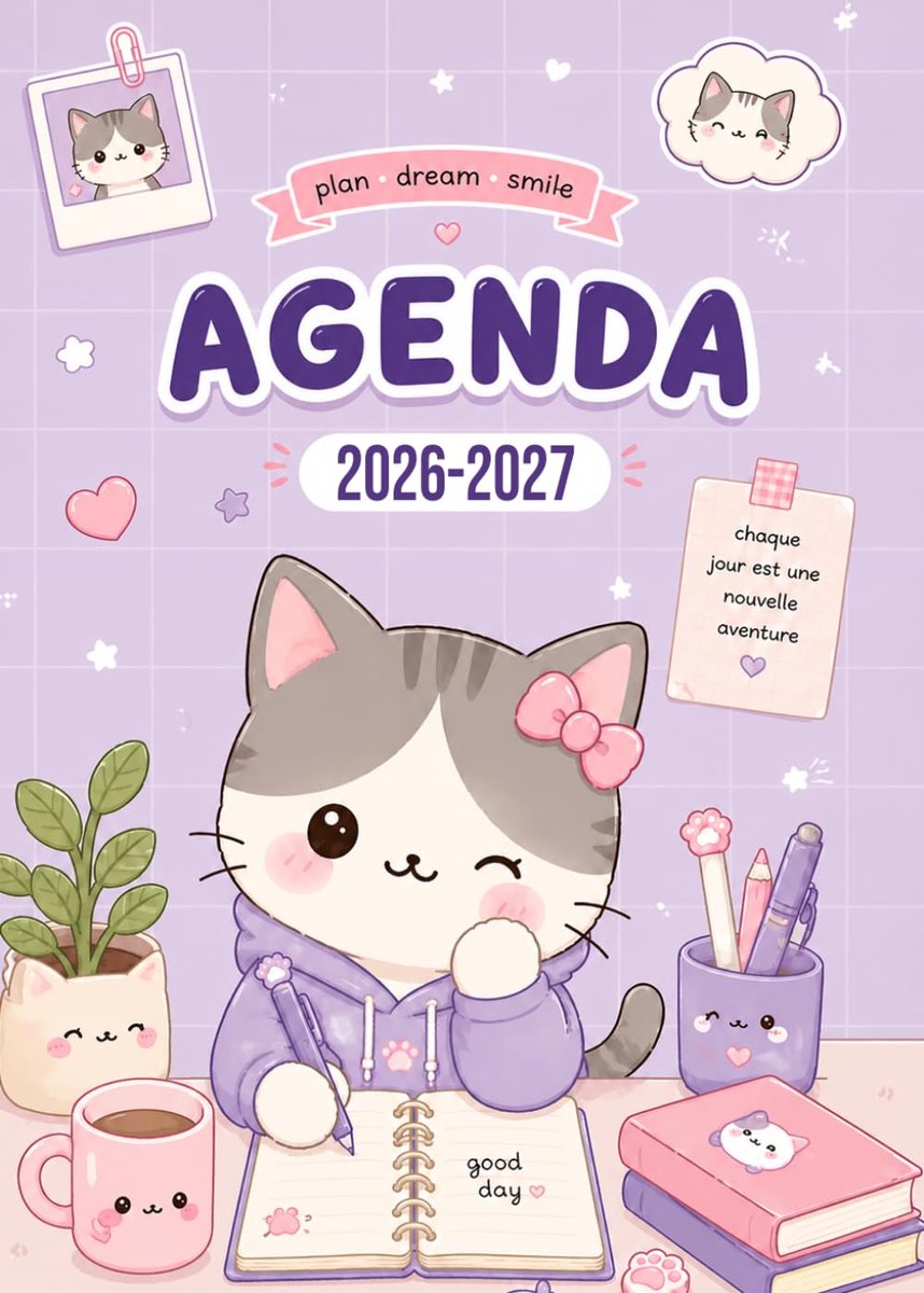 SnelShoppen - Agenda Scolaire 2026 2027: Cutie Cat | Bi-journalier | A5 Formaat | 15x21 cm | Sept – Juli | Lichtgewicht & Betaalbaar | Perfect voor Sc