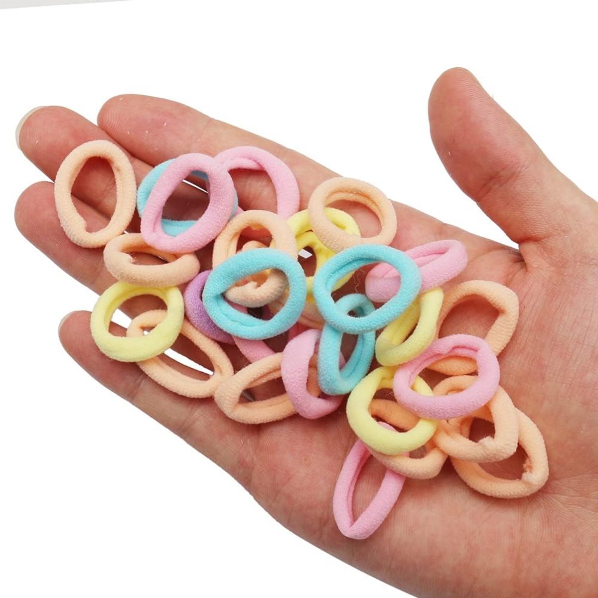 SnelShoppen - 200 Haarelastiekjes voor Meisjes - Veelkleurige Katoenen Elastiekjes - Perfect voor Feestjes, School, en Dagelijks Gebruik - Diameter 3