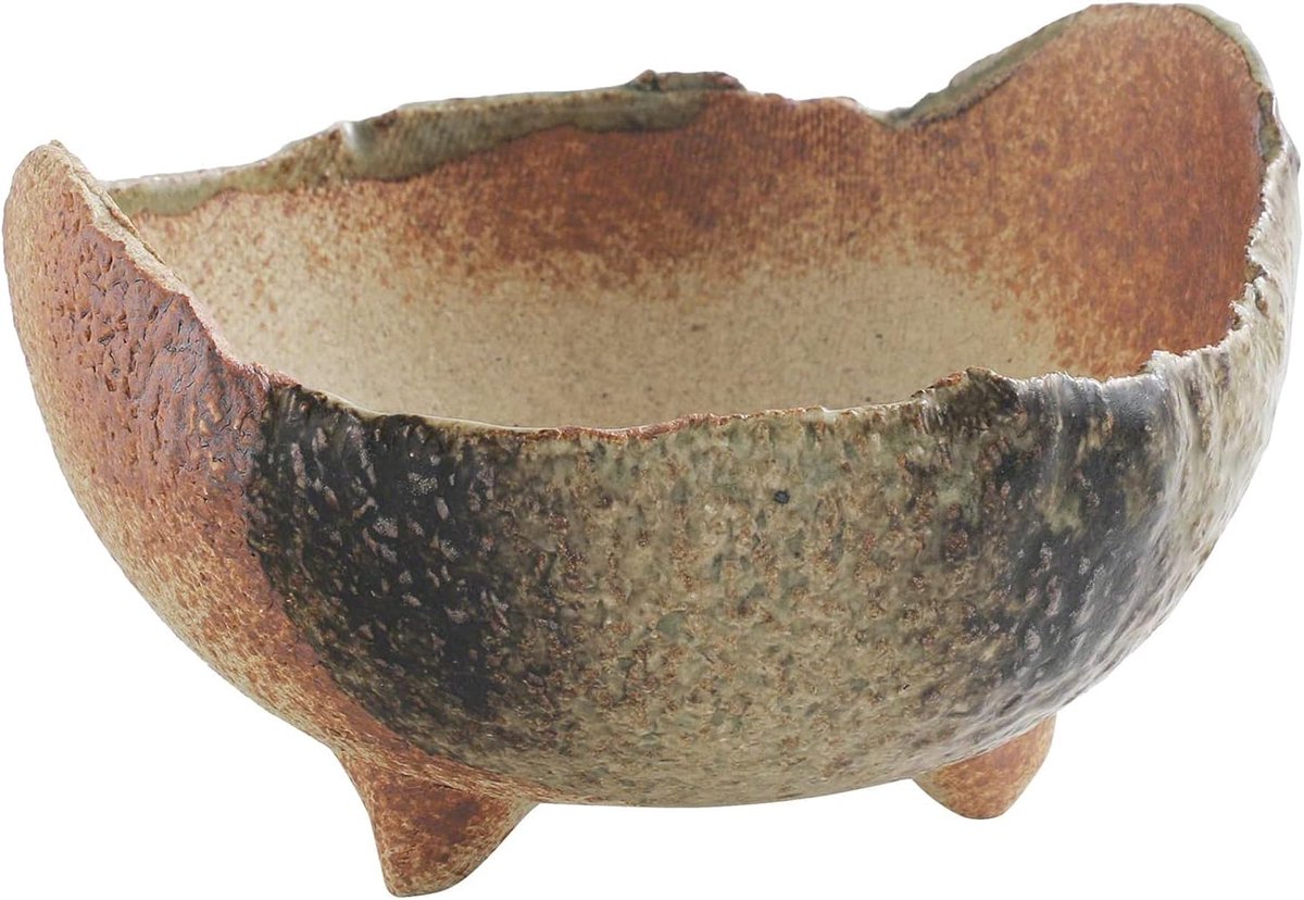 SnelShoppen - Bonsaivase Handgemaakt - Rustiek Ceramics Schaal - 12 cm - Ongelakt - Decoratieve Bloemvaas - Sandgroen - Perfect voor Binnenplanten