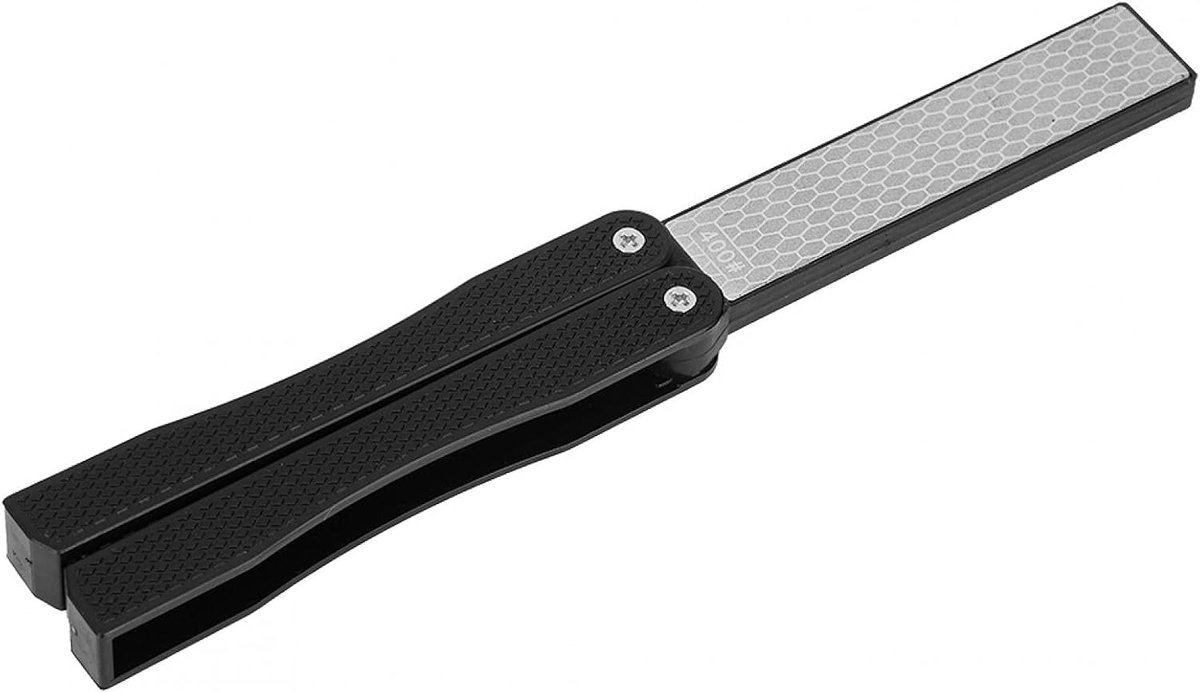 SnelShoppen - Double Sided Pencil Sharpener - Vouwbare Pocket Diamant Mes Slijper voor Scharen, Snoeischaren en Tuingereedschap - Handzaam, Zwart