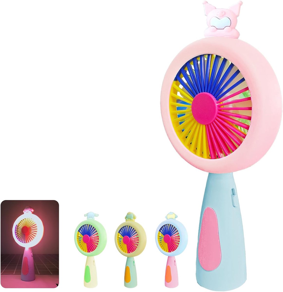 SnelShoppen - YOUYIKE Draagbare Mini Ventilator met Licht, Handventilator, Luminous Mini Fan, Oplaadbaar, Batterij Gevoed, Perfect voor Reizen, Kantoo