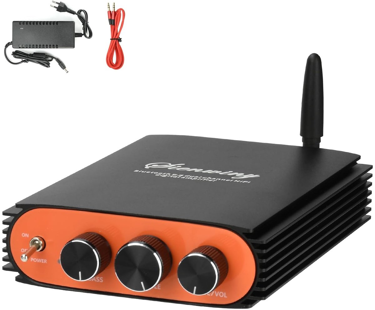 SnelShoppen - Bluetooth Versterker HiFi Stereo 300Wx2 Mini Subwoofer Versterker met TPA3255 Amp Chip, Class D Audio Versterker met DSP & SUB Out, Draa